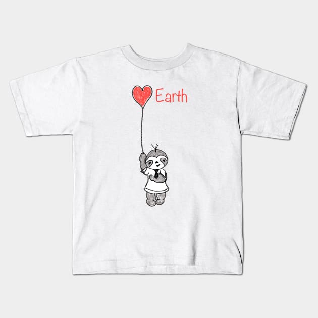 Cute sloth loves The Earth, Sloth save the earth shirt,Sloth lovers save the Earth, Sloth earth day shirt, Kids T-Shirt by Peaceful Pigments